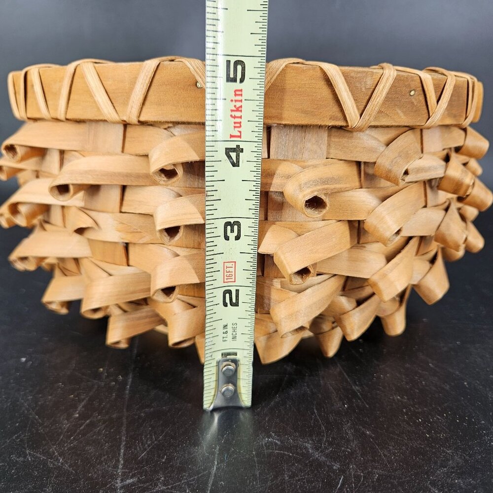 Vintage Porcupine Curls Pokey Round Wicker Basket with Handle Woven Carrier 9" - Picture 9 of 10